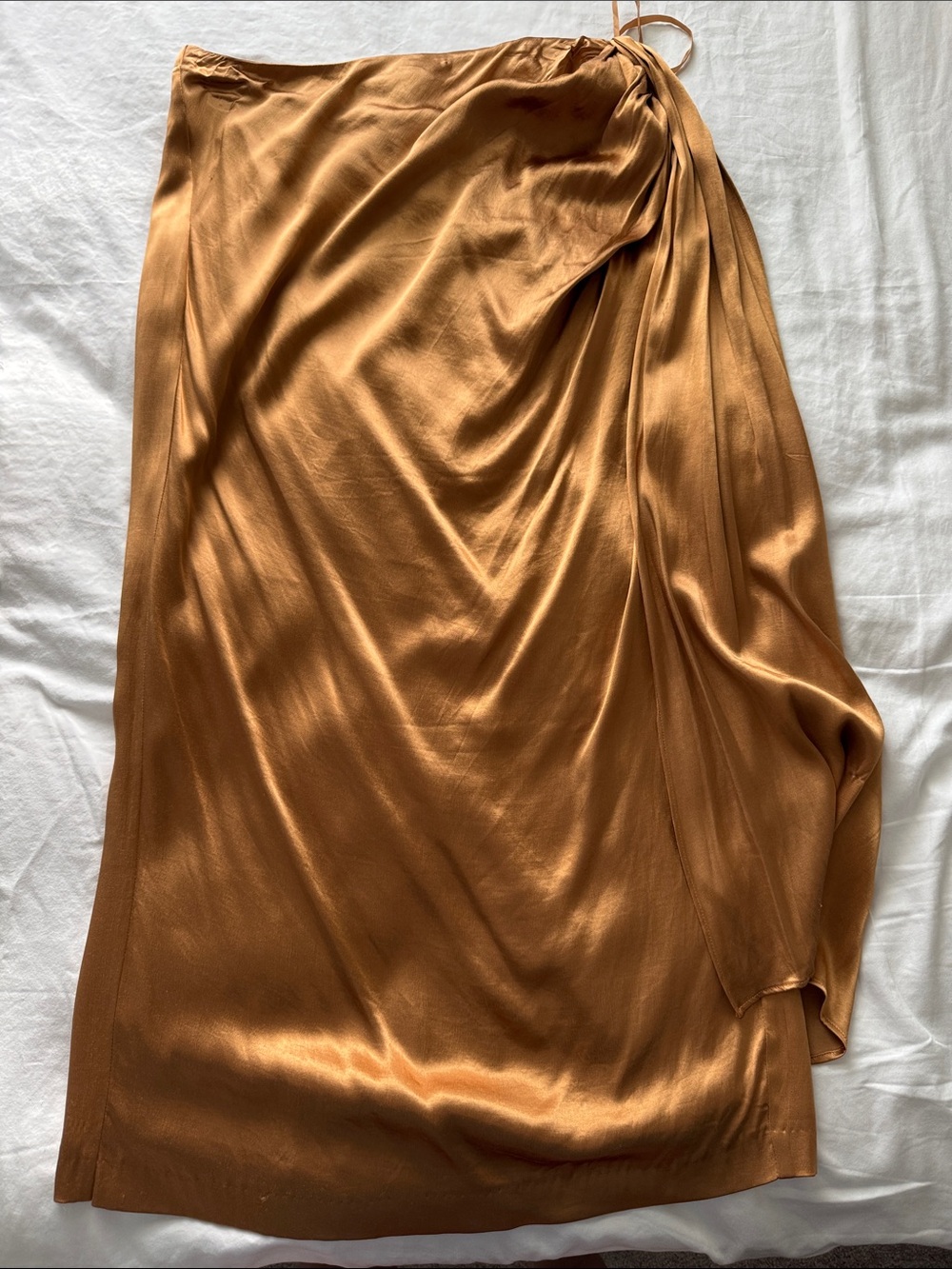 Muse by Marchesa Copper Satin Wrap Midi Skirt